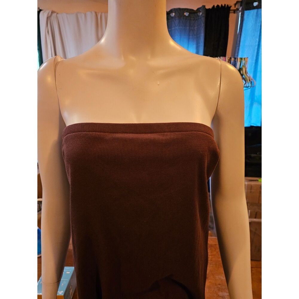 NWT A New Day Chocolate Brown Ribbed Tube Maxi Dress Sleeveless Size Large